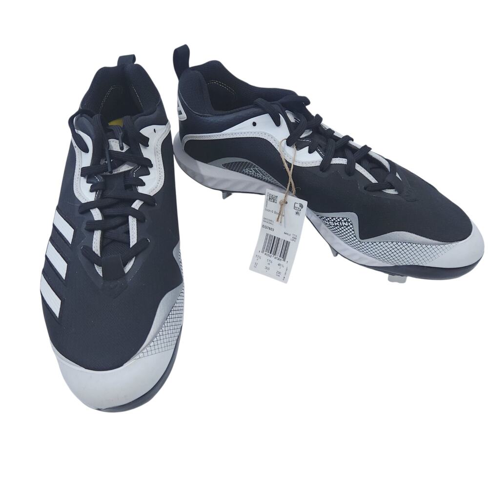New Adidas Icon 6 Bounce Metal Baseball Cleats Men Size 12 Black White